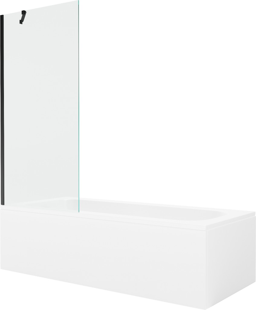 MEXEN/S - Vega obdĺžniková vaňa 180 x 80 cm s panelom + vaňová zástena 80 cm, transparent, čierna 550118080X9508000070