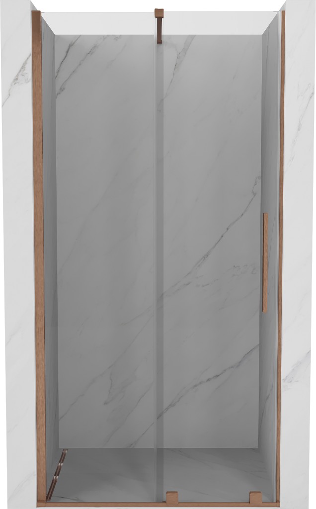 MEXEN/S - Velár posuvné sprchové dvere 100, transparent, kartáčovaná meď 871-100-000-01-65