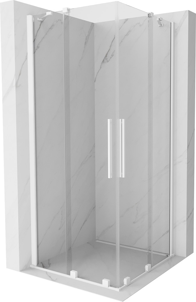 MEXEN/S - Velar Duo štvorcový sprchovací kút 80 x 80, transparent, biela 871-080-080-02-20