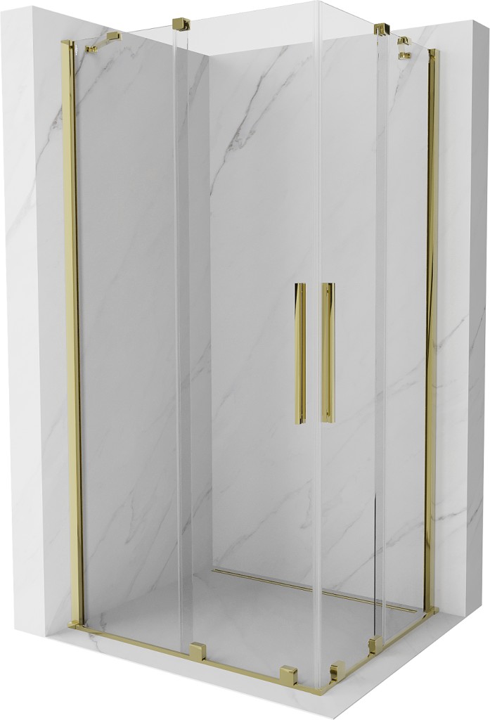 MEXEN/S - Velar Duo štvorcový sprchovací kút 90 x 80, transparent, zlatá 871-090-080-02-50