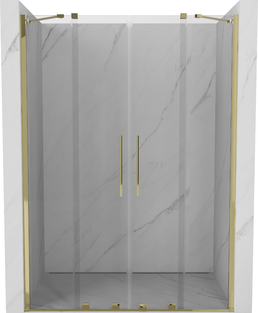 MEXEN/S - Velar Duo posuvné sprchové dvere 140, transparent, złote 871-140-000-02-50