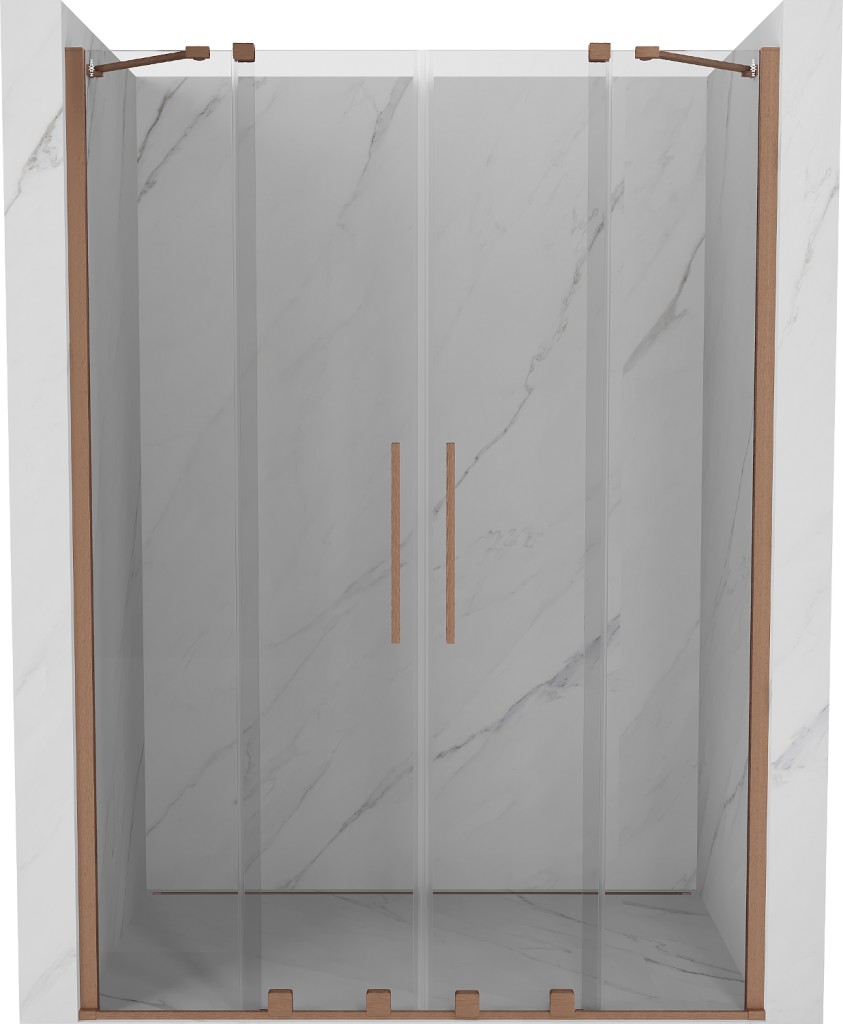 MEXEN/S - Velar Duo posuvné sprchové dvere 140, transparent, meď kartáčovaná 871-140-000-02-65