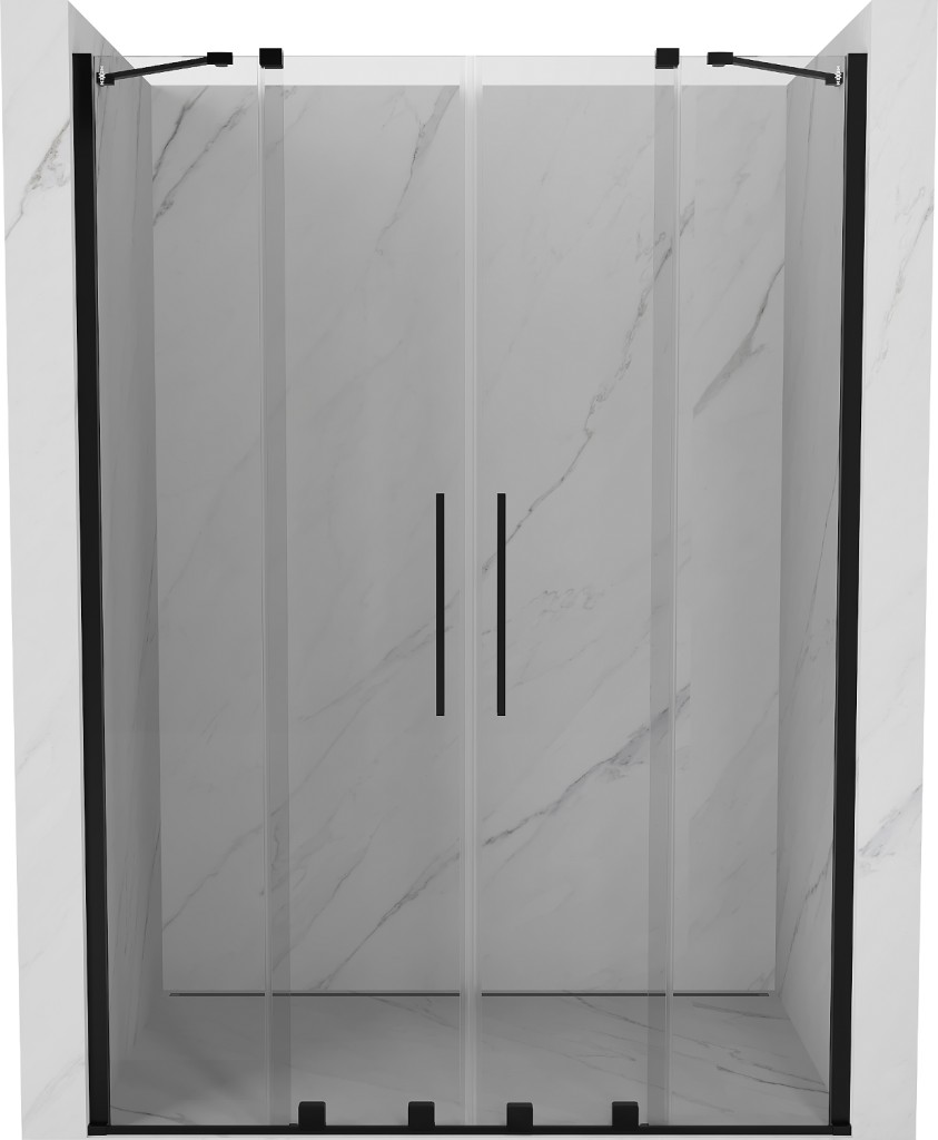 MEXEN/S - Velar Duo posuvné sprchové dvere 140, transparent, czarne 871-140-000-02-70