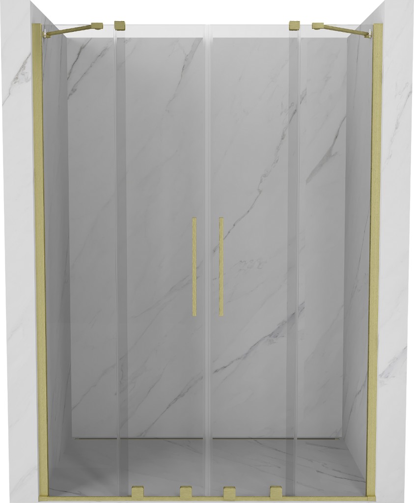 MEXEN/S - Velar Duo posuvné sprchové dvere 160, transparent, zlato kartáčovaná 871-160-000-02-55