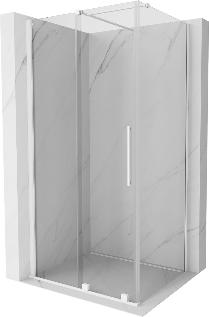 MEXEN/S - Velár sprchovací kút 90 x 75, transparent, biela 871-090-075-01-20