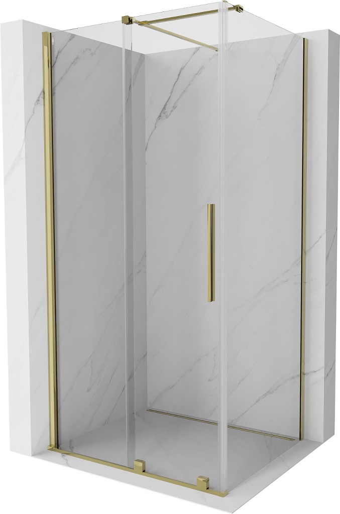 MEXEN/S - Velár sprchovací kút 130 x 85, transparent, zlatá 871-130-085-01-50