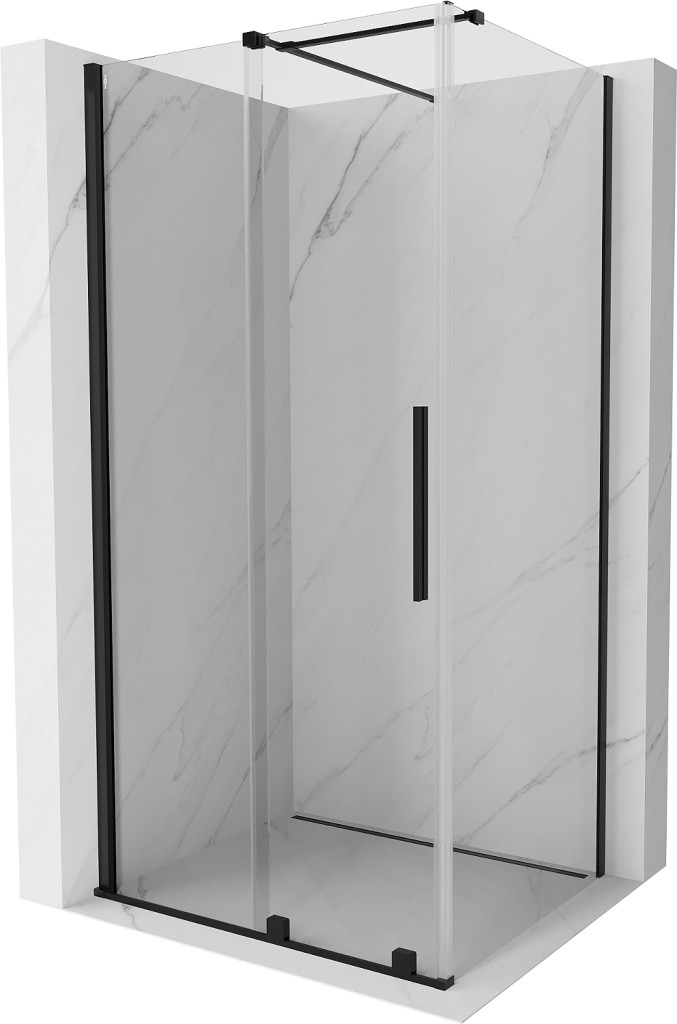 MEXEN/S - Velár sprchovací kút 130 x 85, transparent, čierna 871-130-085-01-70