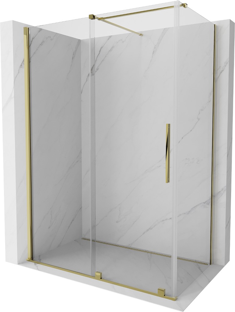 MEXEN/S - Velár sprchovací kút 150 x 85, transparent, zlatá 871-150-085-01-50