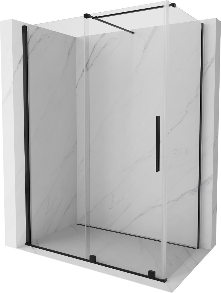 MEXEN/S - Velár sprchovací kút 150 x 85, transparent, čierna 871-150-085-01-70