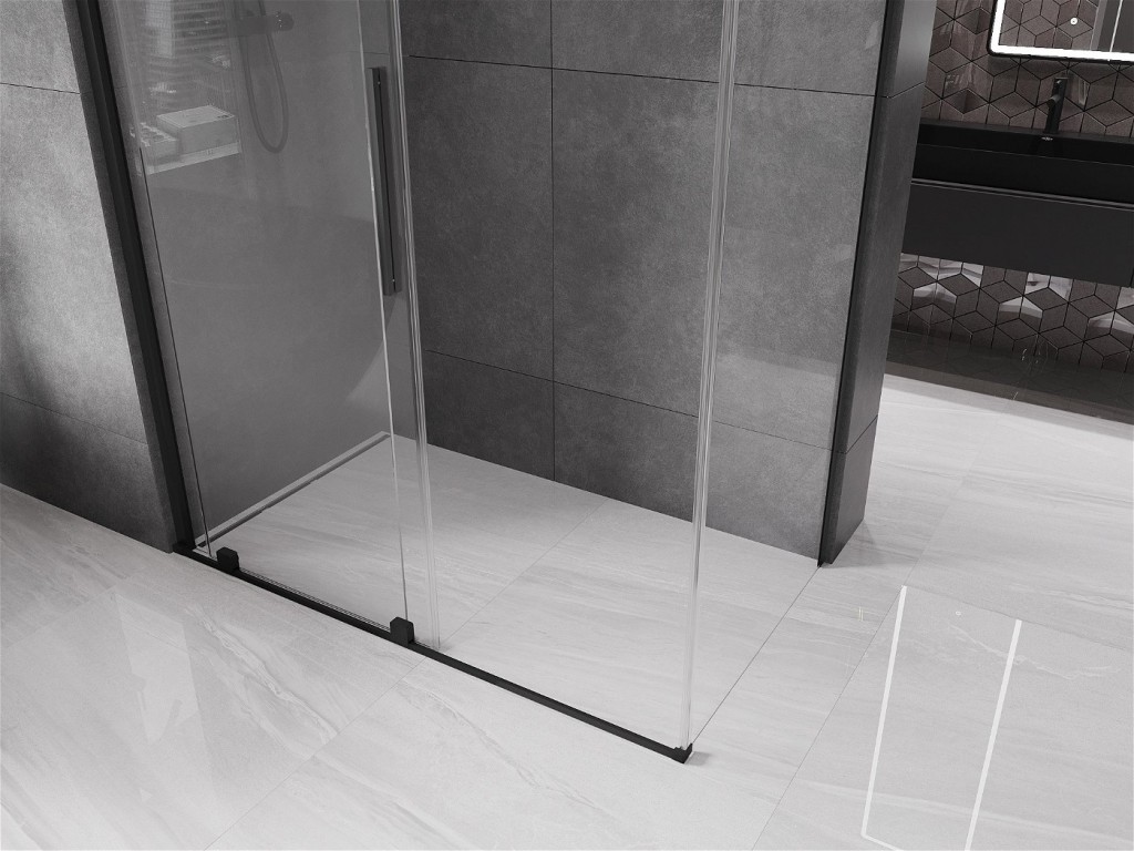 MEXEN/S - Velár sprchovací kút 160 x 100, transparent, čierna 871-160-100-01-70
