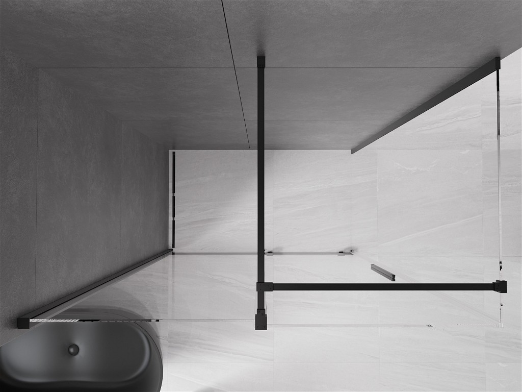 MEXEN/S - Velár sprchovací kút 160 x 100, transparent, čierna 871-160-100-01-70