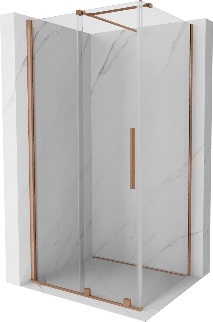 MEXEN/S - Velár sprchovací kút 90 x 80, transparent, kartáčovaná meď 871-090-080-01-65