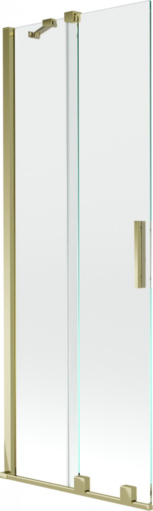 MEXEN/S - Velar Dvojkrídlová posuvná vaňová zástena 70 x 150 cm, transparent, zlatá 896-070-000-01-50