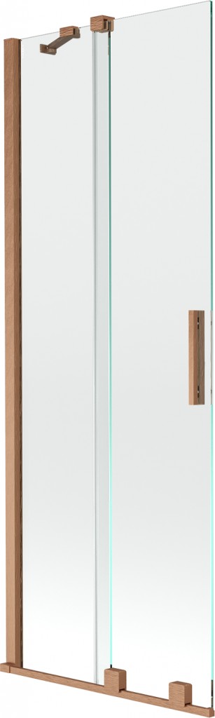 MEXEN/S - Velar Dvojkrídlová posuvná vaňová zástena 70 x 150 cm, transparent, kartáčovaná meď 896-070-000-01-65