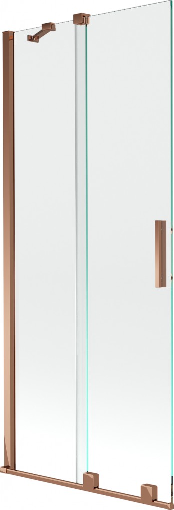 MEXEN/S - Velar Dvojkrídlová posuvná vaňová zástena 80 x 150 cm, transparent, růžové zlato tmavé 896-080-000-01-60