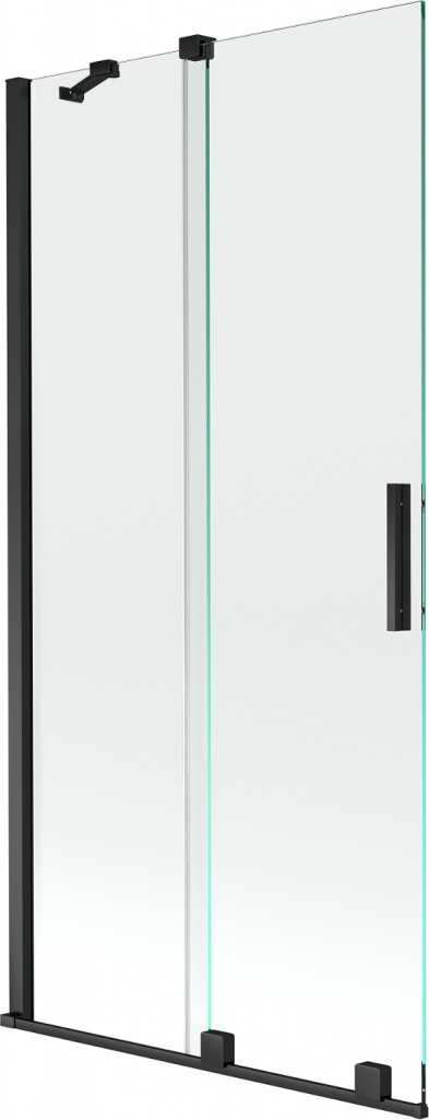 MEXEN/S - Velar Dvojkrídlová posuvná vaňová zástena 90 x 150 cm, transparent, čierna 896-090-000-01-70