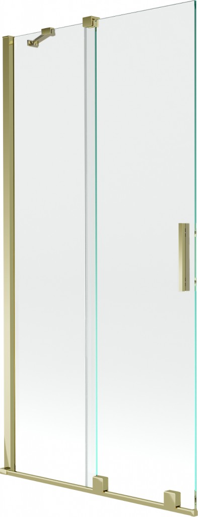 MEXEN/S - Velar Dvojkrídlová posuvná vaňová zástena 95 x 150 cm, transparent, zlatá 896-095-000-01-50
