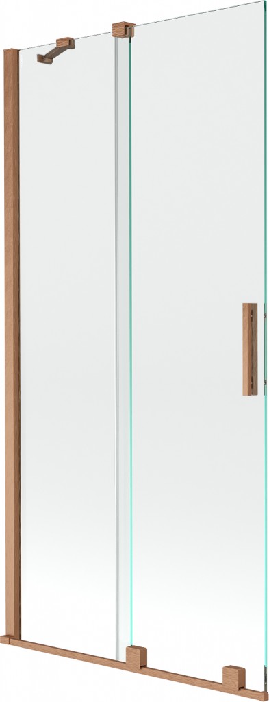 MEXEN/S - Velar Dvojkrídlová posuvná vaňová zástena 95 x 150 cm, transparent, kartáčovaná meď 896-095-000-01-65