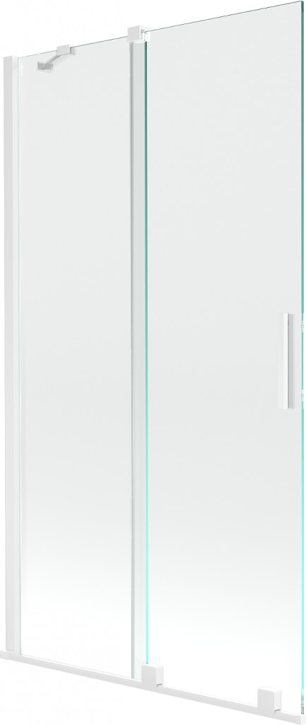 MEXEN/S - Velar Dvojkrídlová posuvná vaňová zástena 100 x 150 cm, transparent, biela 896-100-000-01-20