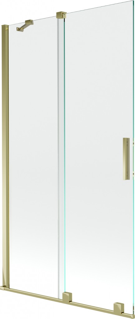 MEXEN/S - Velar Dvojkrídlová posuvná vaňová zástena 100 x 150 cm, transparent, zlatá 896-100-000-01-50