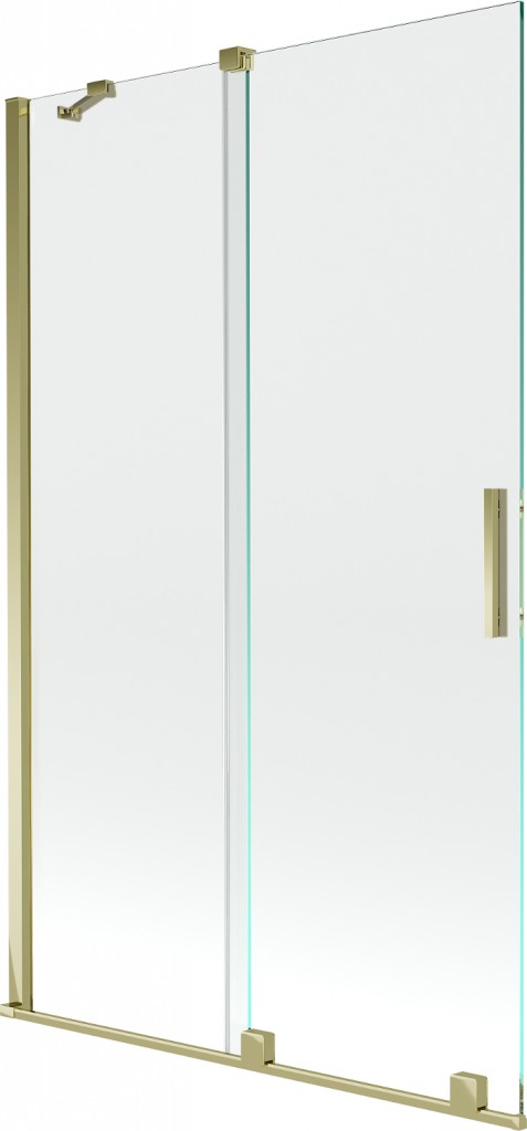 MEXEN/S - Velar Dvojkrídlová posuvná vaňová zástena 110 x 150 cm, transparent, zlatá 896-110-000-01-50