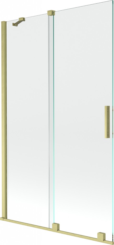 MEXEN/S - Velar Dvojkrídlová posuvná vaňová zástena 110 x 150 cm, transparent, zlatá kartáčovaná 896-110-000-01-55