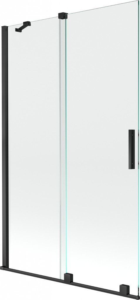 MEXEN/S - Velar Dvojkrídlová posuvná vaňová zástena 110 x 150 cm, transparent, čierna 896-110-000-01-70