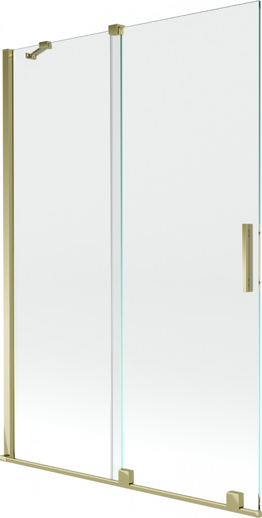 MEXEN/S - Velar Dvojkrídlová posuvná vaňová zástena 120 x 150 cm, transparent, zlatá 896-120-000-01-50