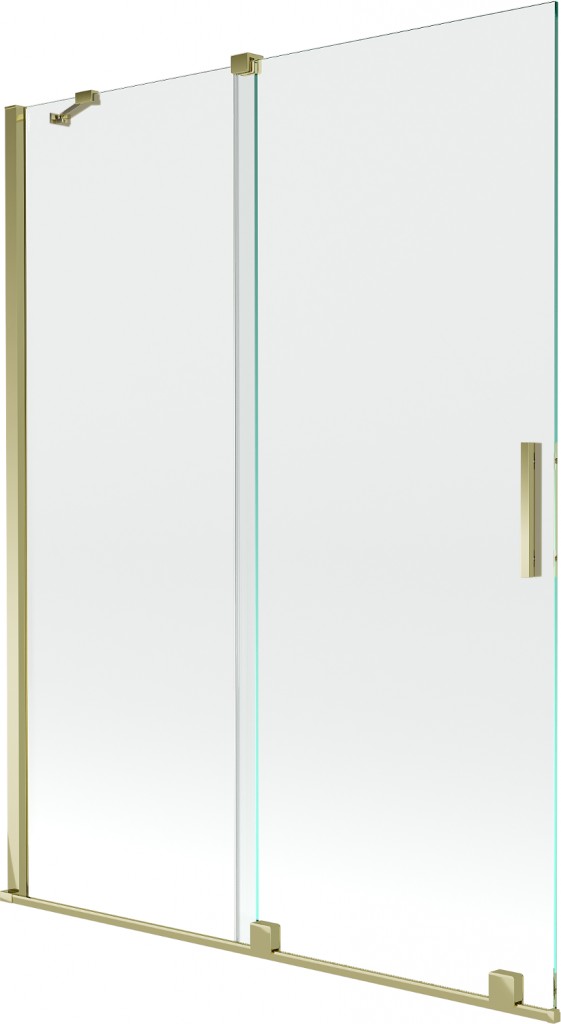MEXEN/S - Velar Dvojkrídlová posuvná vaňová zástena 130 x 150 cm, transparent, zlatá 896-130-000-01-50