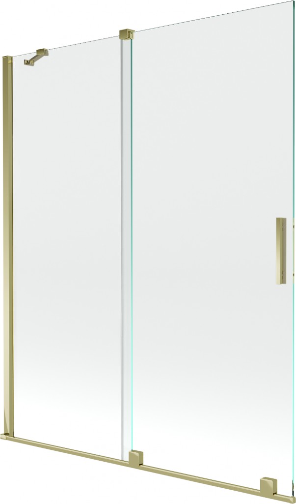 MEXEN/S - Velar Dvojkrídlová posuvná vaňová zástena 140 x 150 cm, transparent, zlatá 896-140-000-01-50