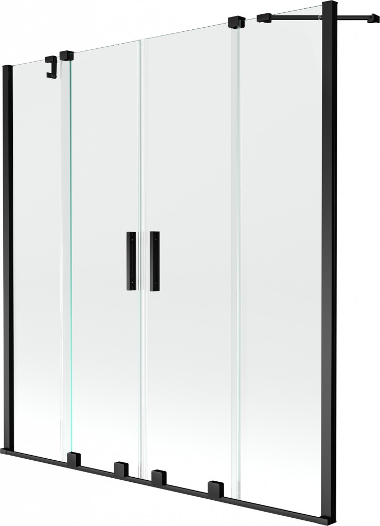 MEXEN/S - Velar Duo Dvojkrídlová posuvná vaňová zástena 140 x 150 cm, transparent, čierna 896-140-000-02-70