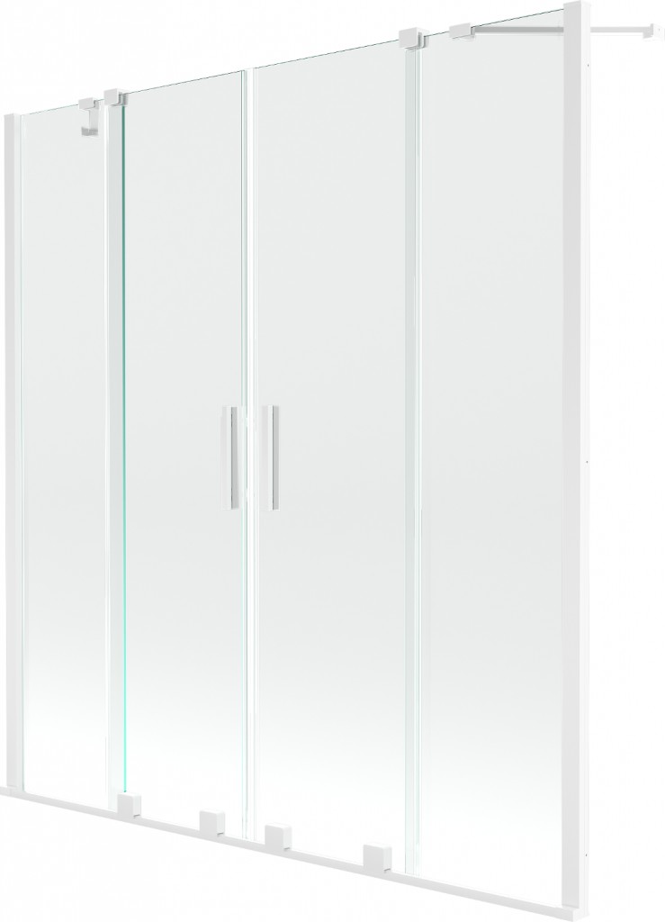 MEXEN/S - Velar Duo Dvojkrídlová posuvná vaňová zástena 150 x 150 cm, transparent, biela 896-150-000-02-20