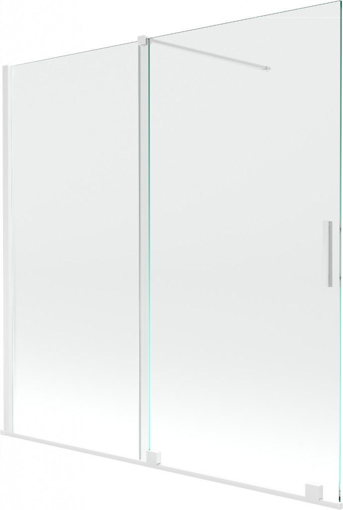 MEXEN/S - Velar Dvojkrídlová posuvná vaňová zástena 160 x 150 cm, transparent, biela 896-160-000-01-20