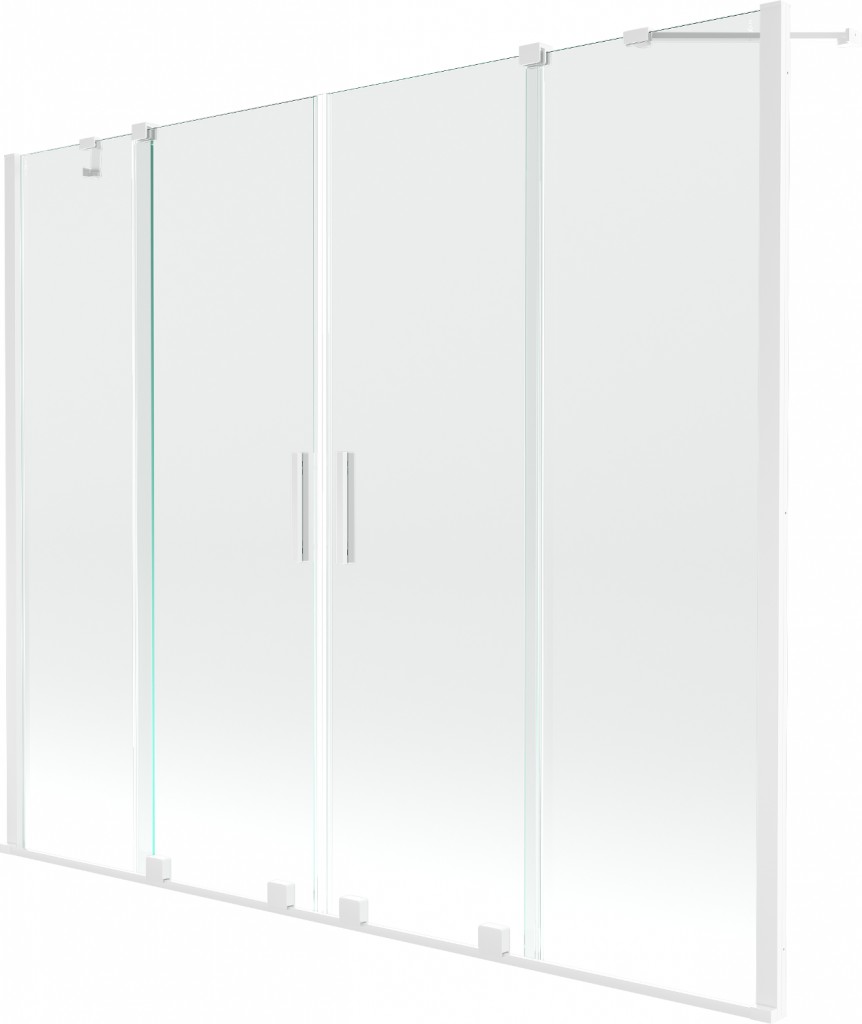 MEXEN/S - Velar Duo Dvojkrídlová posuvná vaňová zástena 200 x 150 cm, transparent, biela 896-200-000-02-20