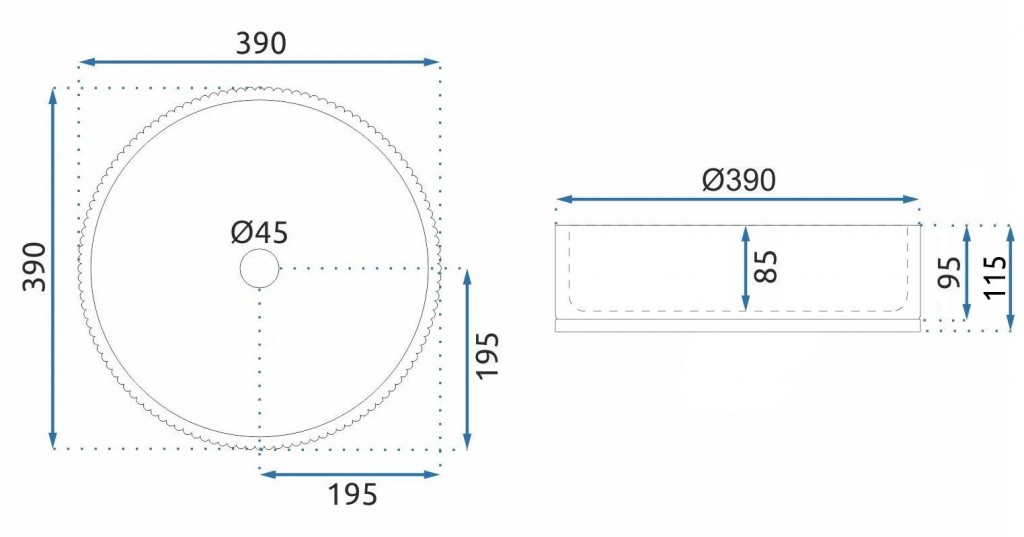 REA - Umývadlo na dosku Cristal Grey 39 Nikiel Ring REA-U8880