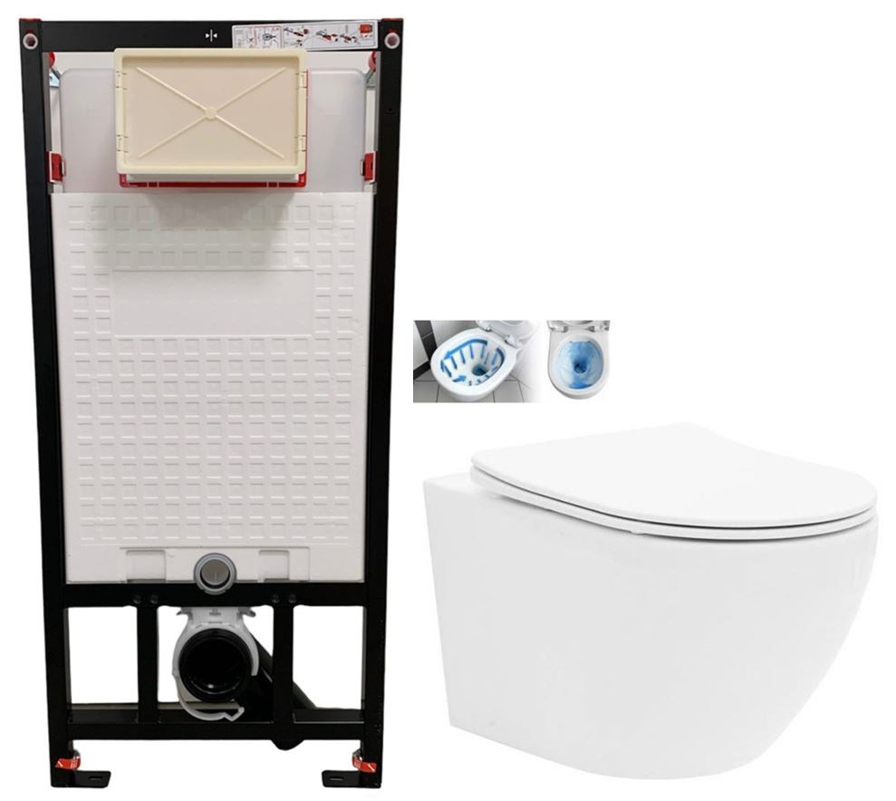 DEANTE Podstavný rám, pre závesné WC misy bez tlačidla + WC CALANI Loyd + SEDADLO CST_WC01 X LO1