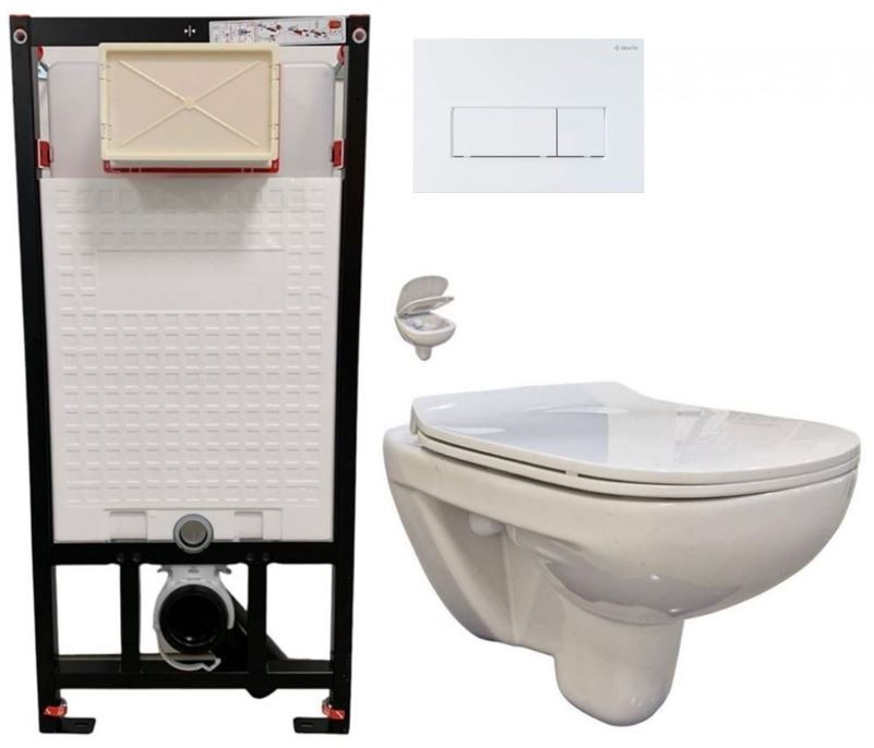 E-shop DEANTE Podstavný rám, pre závesné WC misy + SLIM tlačidlo bílé + WC bez oplachového kruhu Edge + SEDADLO CST_WC01 A51P EG1