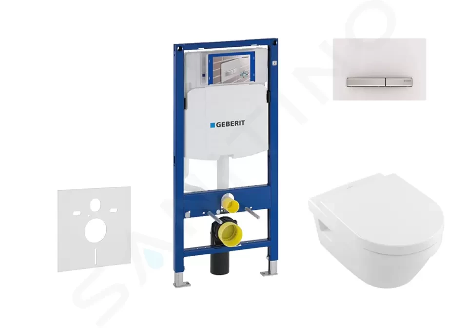 GEBERIT - Duofix Set predstenovej inštalácie, klozetu a dosky Villeroy & Boch, tlačidla Sigma50, DirectFlush, SoftClose, CeramicPlus, alpská biela 111.300.00.5 NB8