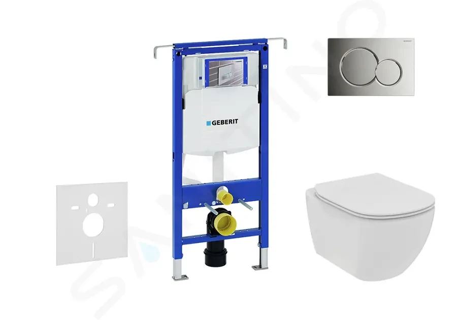 GEBERIT - Duofix Modul na závesné WC s tlačidlom Sigma01, lesklý chróm + Ideal Standard Tesi - WC a doska, Rimless, SoftClose 111.355.00.5 NE2