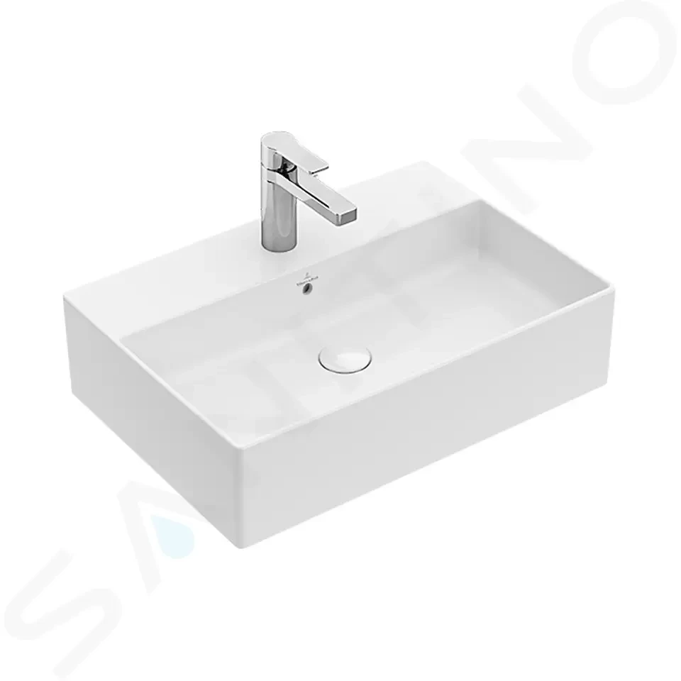 VILLEROY & BOCH - Memento 2.0 Umývadlo na dosku, 600x420 mm, s prepadom, otvor na batériu, CeramicPlus, alpská biela 4A0760R1