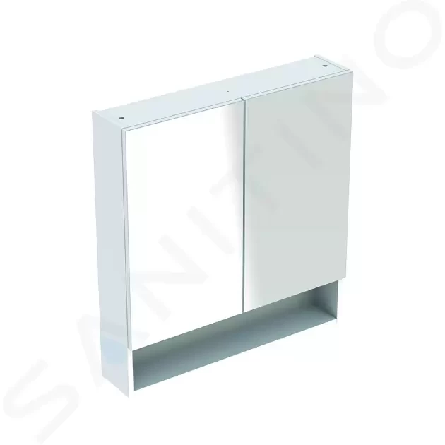 GEBERIT - Selnova Square Zrkadlová skrinka 850x588x175 mm, 2 dvierka, lesklá biela 501.264.00.1