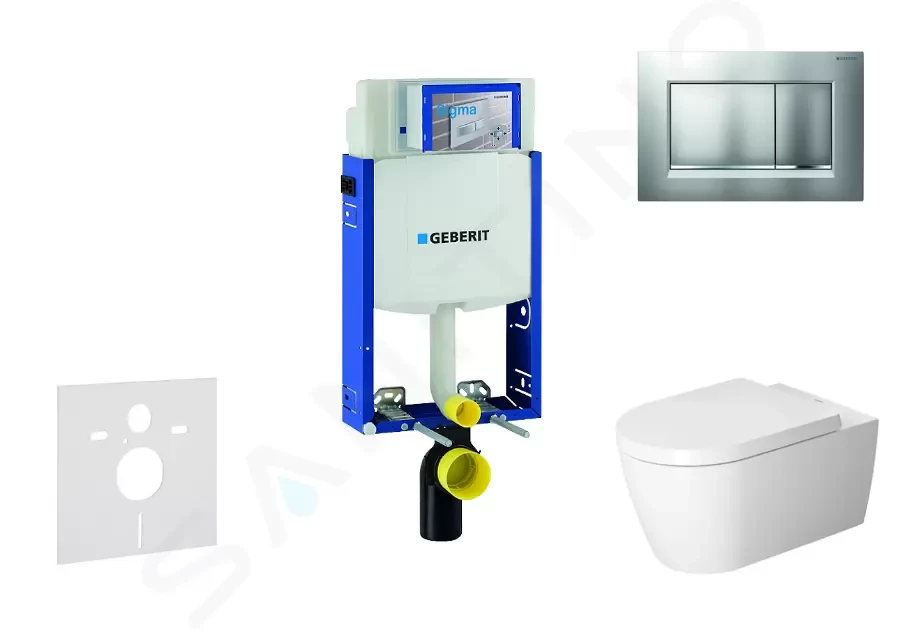 GEBERIT - Kombifix Modul na závesné WC s tlačidlom Sigma30, matný chróm/chróm + Duravit ME by Starck - WC a doska, Rimless, SoftClose 110.302.00.5 NM7