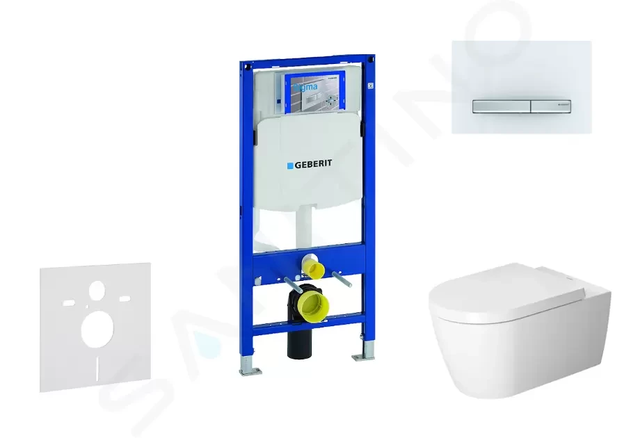 GEBERIT - Duofix Modul na závesné WC s tlačidlom Sigma50, alpská biela + Duravit ME by Starck - WC a doska, Rimless, SoftClose 111.300.00.5 NM8