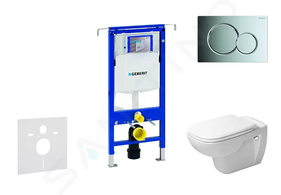 GEBERIT - Duofix Modul na závesné WC s tlačidlom Sigma01, lesklý chróm + Duravit D-Code - WC a doska, Rimless, SoftClose 111.355.00.5 NH2