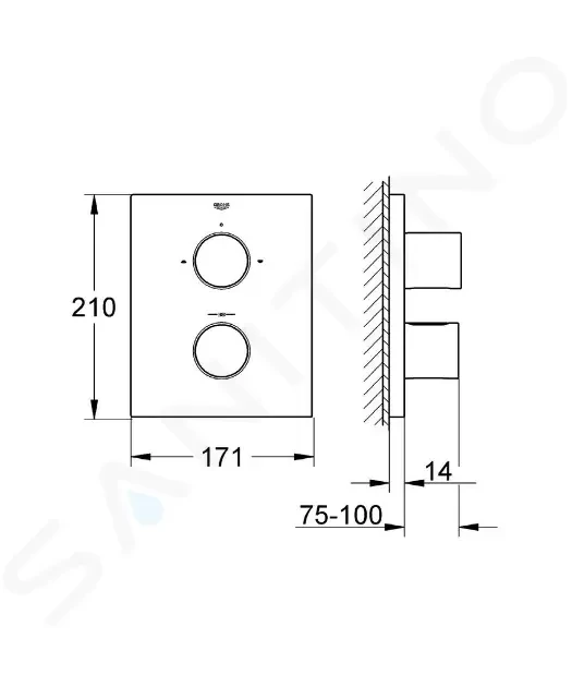 Obrázok Grohe Rainshower SmartActive 130 Cube - Sprchový set s tyčou a s 3 prúdmi, sprchová tyč 600 mm, obmedzovač prietoku 6,8 l / min, kartáčovaný nikel 26585EN0