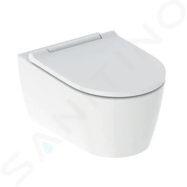 GEBERIT - ONE Závesné WC s doskou SoftClose, TurboFlush, matná biela/lesklý chróm 500.202.JT.1