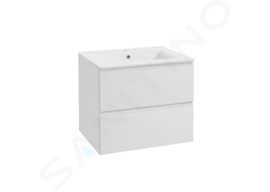 E-shop Kielle - Oudee Skrinka vrátane umývadla, 60x55x46 cm, 2 zásuvky, lesklá biela 50002S60