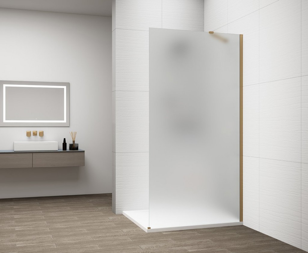 POLYSAN - ESCA GOLD MATT jednodielna sprchová zástena na inštaláciu k stene, matné sklo, 900  ES1190-04