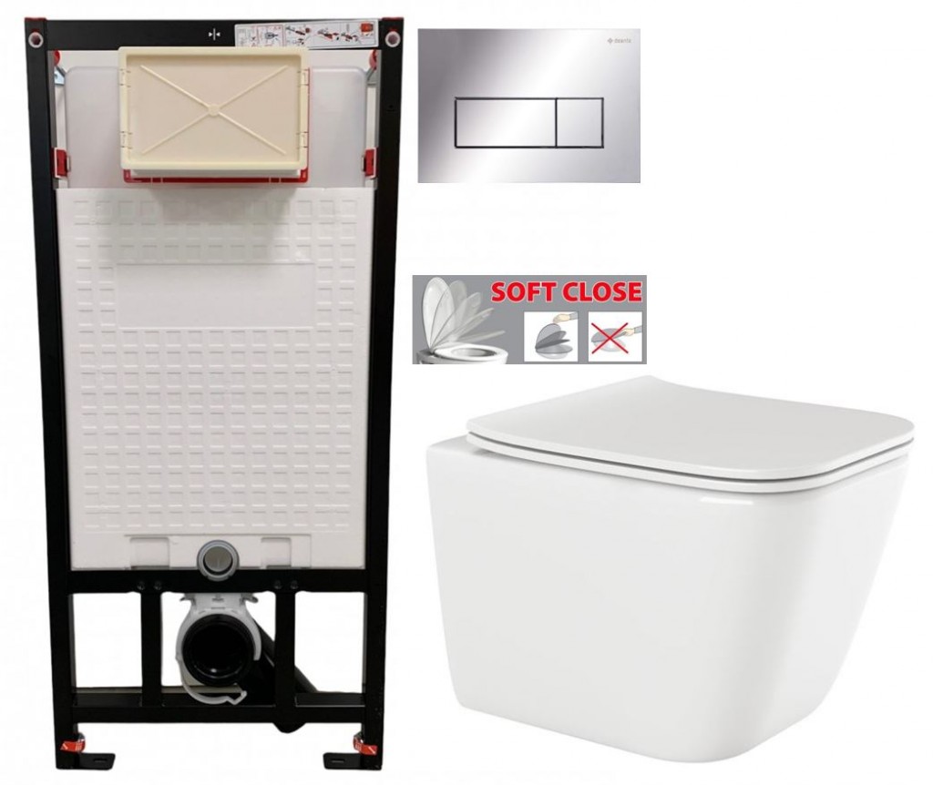 E-shop DEANTE Podstavný rám, pre závesné WC misy + SLIM tlačidlo chrom + WC INVENA PAROS + SEDADLO CST_WC01 051P RO1