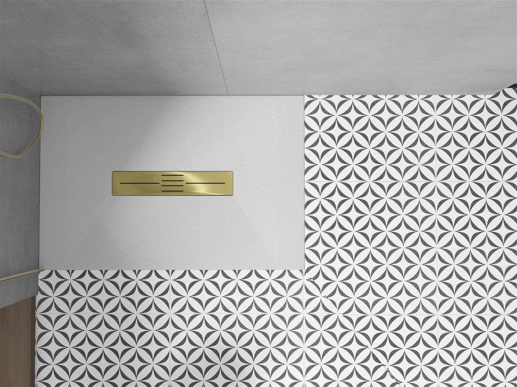 MEXEN/S - Toro obdĺžniková sprchová vanička SMC 140 x 90, biela, mriežka zlatá 43109014-G